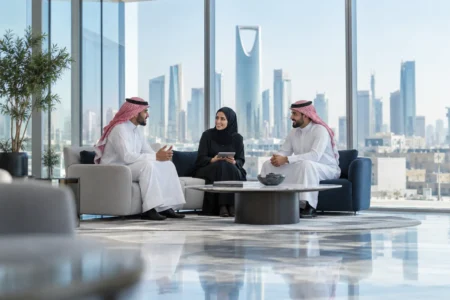 Colleagues in a modern office representing group personal accident insurance