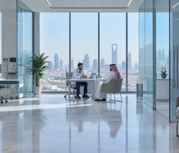 medical-insurance Doctor consulting an employee in a modern clinic for corporate medical insurance