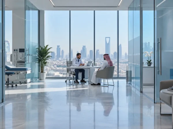 medical-insurance Doctor consulting an employee in a modern clinic for corporate medical insurance