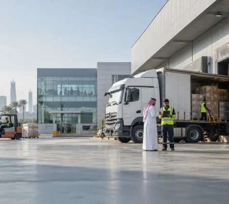freight-forwarders-liability-insurance Cargo truck at a logistics hub for freight forwarders liability insurance