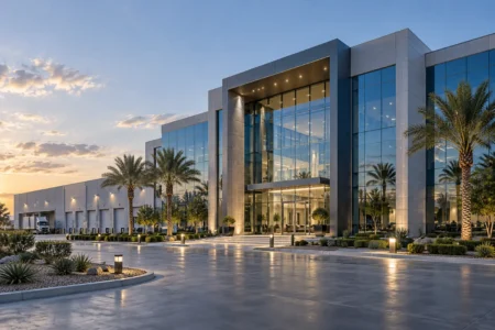 Modern commercial building and warehouse for property insurance