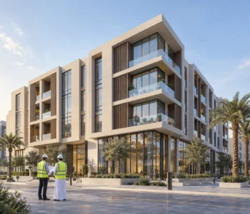 inherent-defects-insurance Engineers inspecting a modern building for inherent defects insurance